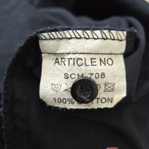 Vintage Code 7 Mens Button-up Casual Black Velvet Eagle Biker Rock Retro Sz L - Picture 10 of 12